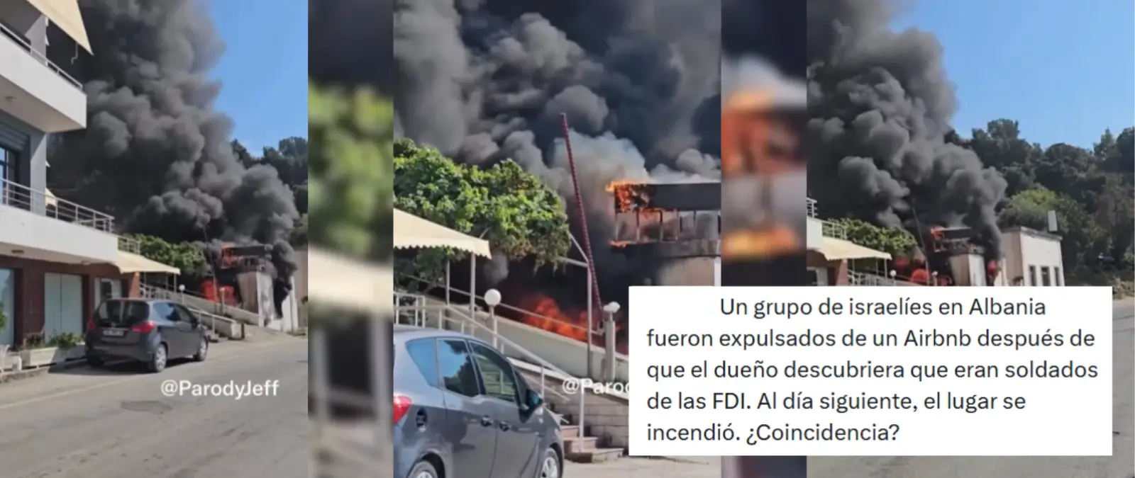 No, este vídeo no muestra un Airbnb incendiado en Albania tras expulsar a soldados israelíes: es un incendio en una instalación de suministro de agua