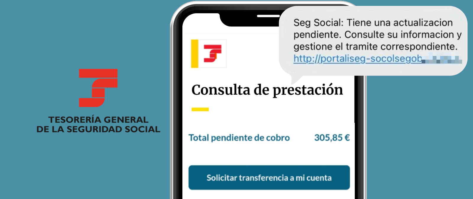 La web que suplanta a la Seguridad Social para resolver "una prestación pendiente de revisión" de 300 euros: es un timo