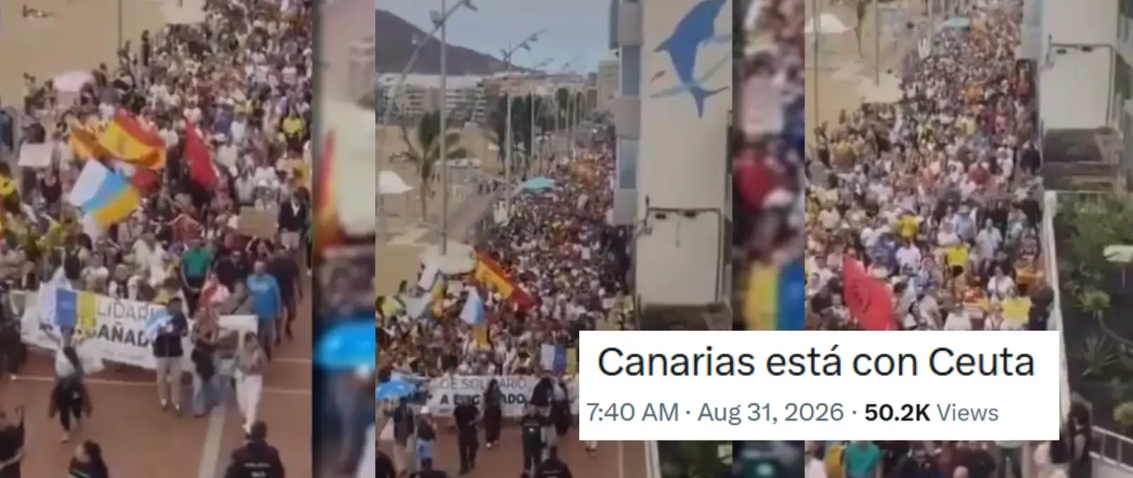 No, este vídeo no muestra una manifestación de agosto de 2026 “en apoyo a Ceuta” en Gran Canaria: son imágenes de 2024