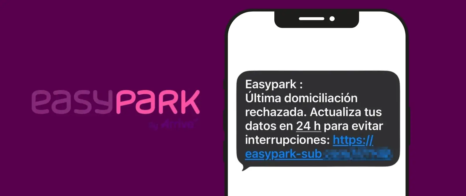 El falso SMS que suplanta a Easypark para avisarte de una supuesta “domiciliación rechazada”: es un timo