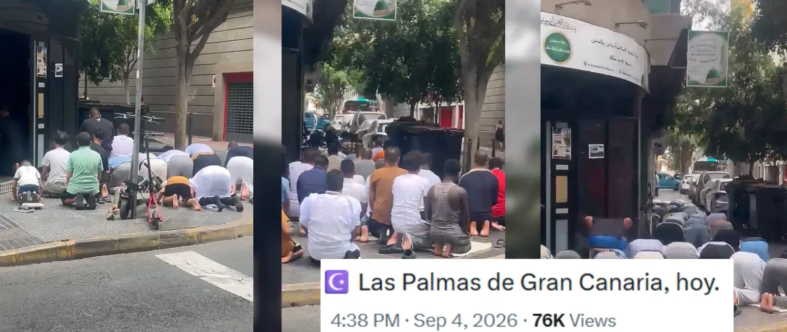 Sí, este vídeo de musulmanes rezando en la acera está grabado en la calle Nicolás Estévanez de Las Palmas de Gran Canaria