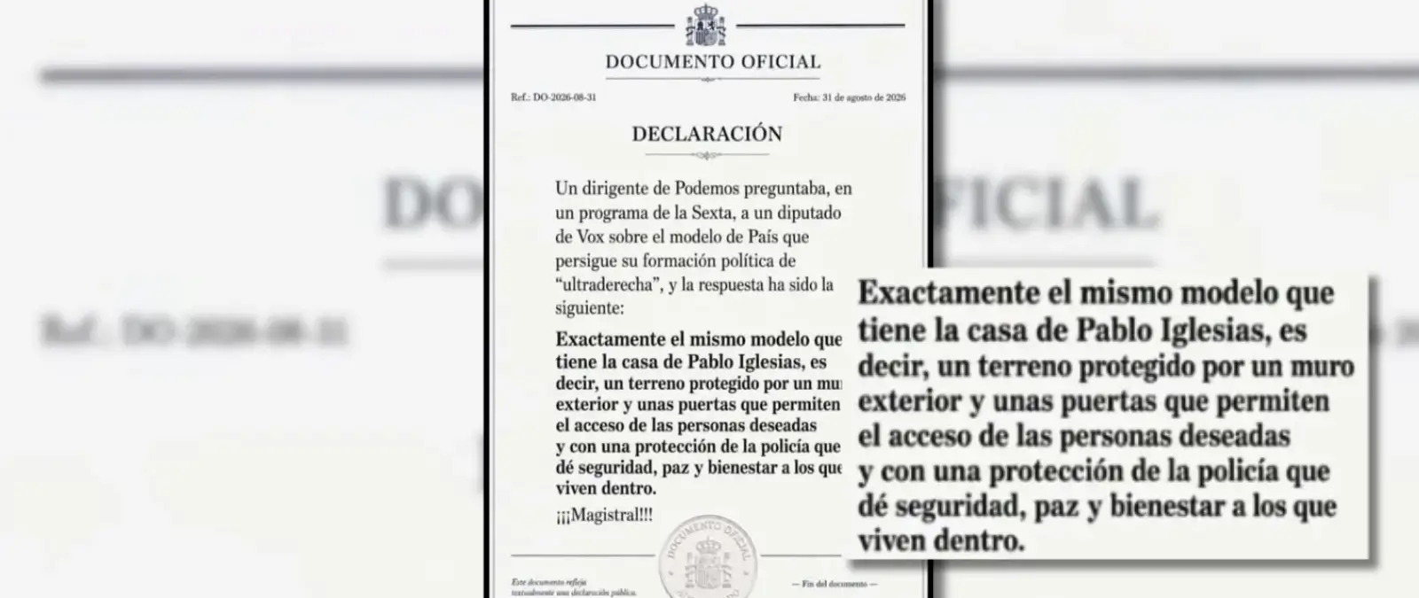 Cuidado con estas supuestas declaraciones de un diputado de Vox sobre Pablo Iglesias: no hay rastro de ellas y el documento no es oficial y está generado con IA