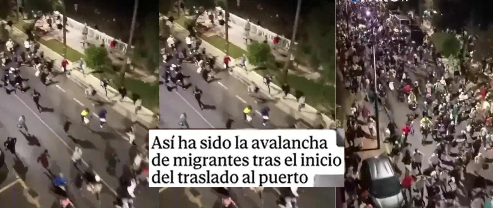 Sí, este vídeo muestra a un grupo de personas migrantes corriendo hacia la zona de acogida instalada en el puerto de Ceuta el 18 de septiembre de 2026