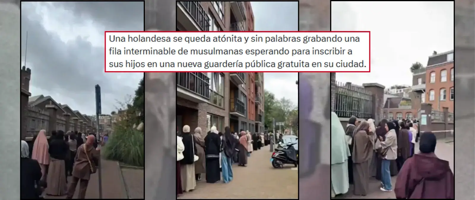 No, este vídeo no muestra a "musulmanas esperando para inscribir a sus hijos en una guardería gratuita de Holanda": es la cola para una tienda de Ámsterdam