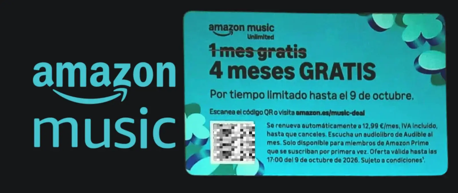 Qué sabemos de esta carta de Amazon Music que regala cuatro meses de suscripción: el código QR redirige a su portal oficial