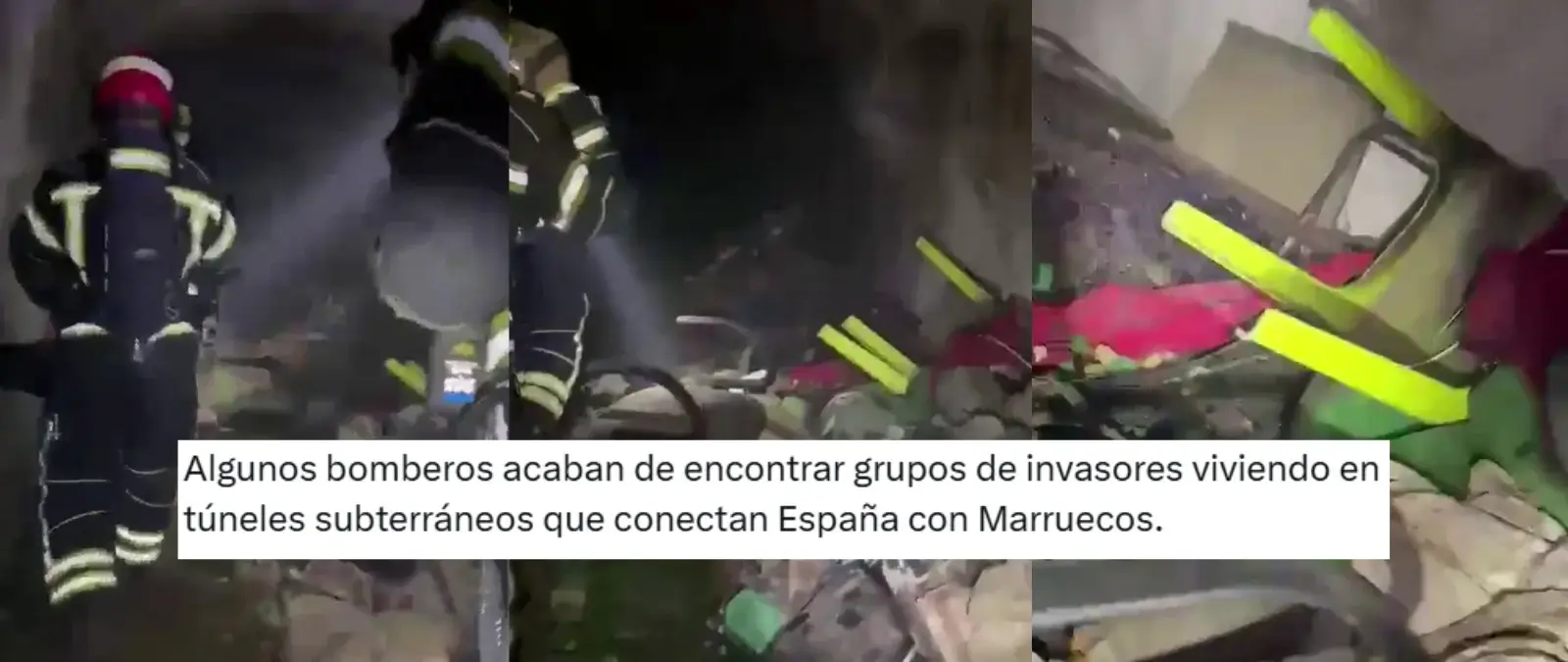 Los "túneles" en los que los bomberos de Ceuta han localizado un asentamiento de personas migrantes: el Gobierno de la ciudad niega que conecten con Marruecos