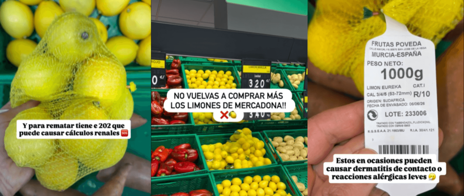 Cuidado con el vídeo sobre supuestas sustancias peligrosas en los limones de Mercadona: algunas no están siquiera presentes y, las que lo están, son seguras en las cantidades utilizadas
