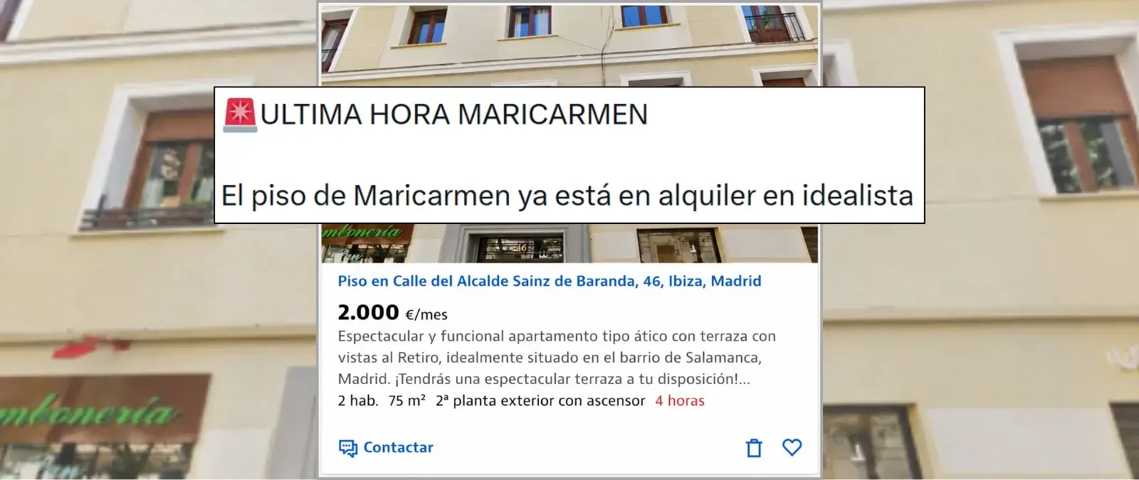 No, este anuncio del "piso de Maricarmen" en Idealista tras fallecer no es real: está generado con IA