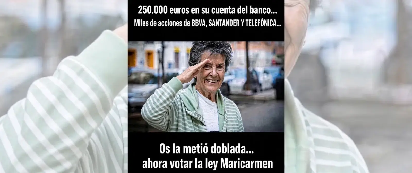 Qué sabemos sobre si "Maricarmen tiene 250.000 euros en su cuenta de banco y miles de acciones de BBVA, Santander y Telefónica" En 2018, Renta Corporación, entonces propietaria del piso donde residía Maricarmen, le comunicó su intención de venderlo a Urbagestión por 247.000 euros, recoge la sentencia de la Audiencia Provincial [pág. 3]. Antes de formalizar la venta, se lo notificó a Maricarmen para que pudiera "ejercer su derecho de tanteo", es decir, la posibilidad de comprar la vivienda con preferencia sobre Urbagestión por el precio y en las condiciones que le habrían sido comunicadas. Maricarmen respondió que "procedería a estudiar la propuesta". El 28 de junio, la compró Urbagestión, actual propietaria.Oferta de compra. Fuente: Sentencia 324/2022 de la Audiencia Provincial de Madrid.Según Maricarmen, "no tenía los 250.000 euros" que pedían por el piso, dijo en junio de 2026 [min. 2:22]. Lo afirmó también en 2025: "Dije que no, que no podía optar a la compra porque yo no tenía 250.000 euros y a mis 82 años el banco no me iba a dar un solo euro" [min. 0:55]. Y en 2024: "No tenía ese capital ni loca y con 84 años no puedo pedir un préstamo". Por su parte, Urbagestión afirmó en septiembre de 2026 que desconoce si Maricarmen disponía de ese dinero o no [min. 14:55]. Por su parte, la abogada Beatriz Duro dijo en una entrevista en 2026, previa al desahucio, que "no tiene recursos económicos para poder acceder a una vivienda" [min. 5:03].[vídeo Maricamen]Respecto a su trabajo, Maricarmen afirmaba en una entrevista con El País que "se ha ganado la vida como auxiliar administrativa durante 49 años". Por otro lado, respecto a la pensión que recibía, afirmó que se trataba de 1.450 euros, según dijo a El País en 2024 y a El Español en 2025. También indicó en elDiario.es que en 2018, cuando le notificaron la actualización de la renta, según la sentencia de la Audiencia Provincial [p. 3] su pensión era de 1.400 euros [min. 2:16]. En 2026, afirmó a La Sexta que "en aquel momento" la pensión "no llegaba a 1.400 euros" [min. 1:59] y a la Cadena SER, que la cifra de 1.650 euros supera "en más de 200 euros" su pensión [min. 3:14]. Entrevista a Maricarmen. Fuente: El País.Desde Maldita.es no podemos verificar de manera independiente estas cifras exactas ni el resto de gastos o ingresos de Maricarmen.
