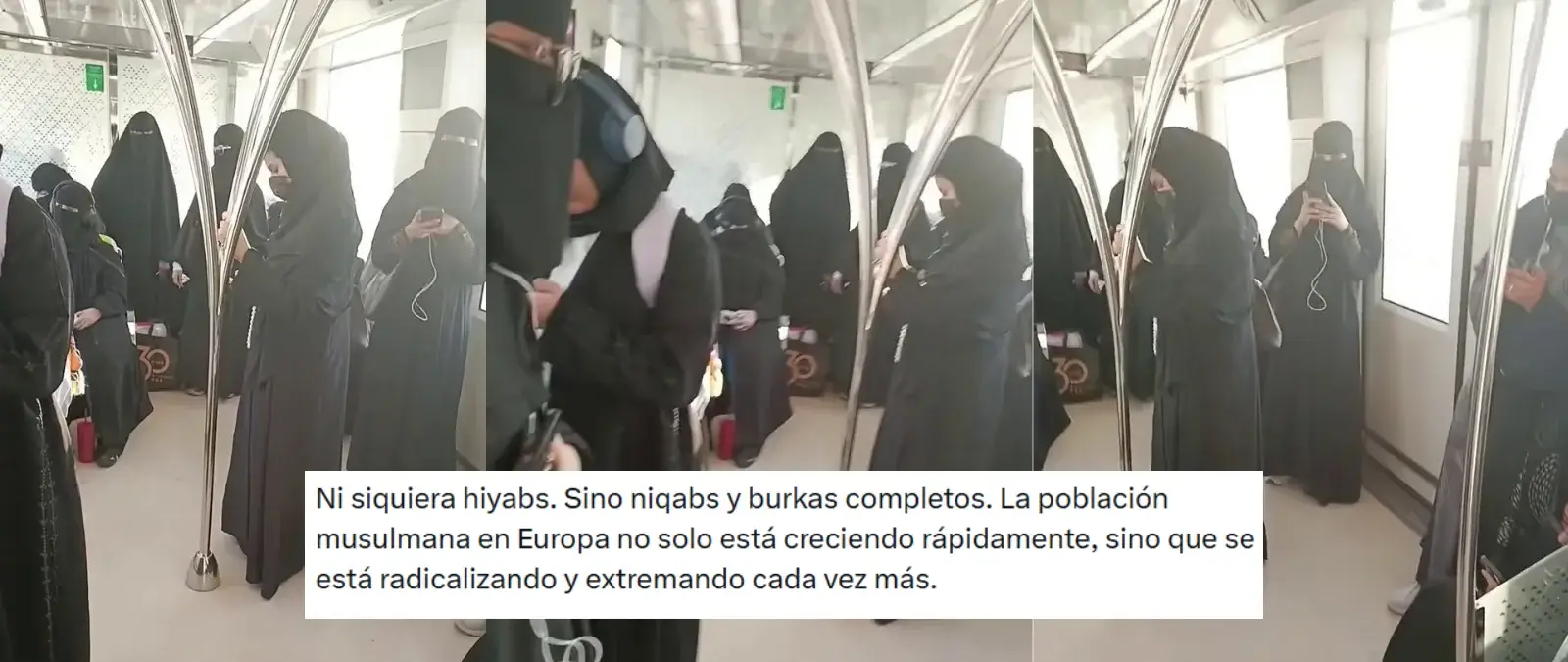 Qué sabemos sobre este vídeo que muestra a mujeres con niqab grabado supuestamente en un metro de Europa: los carteles están en árabe e inglés y tiene similitudes con el metro de Riad (Arabia Saudí)