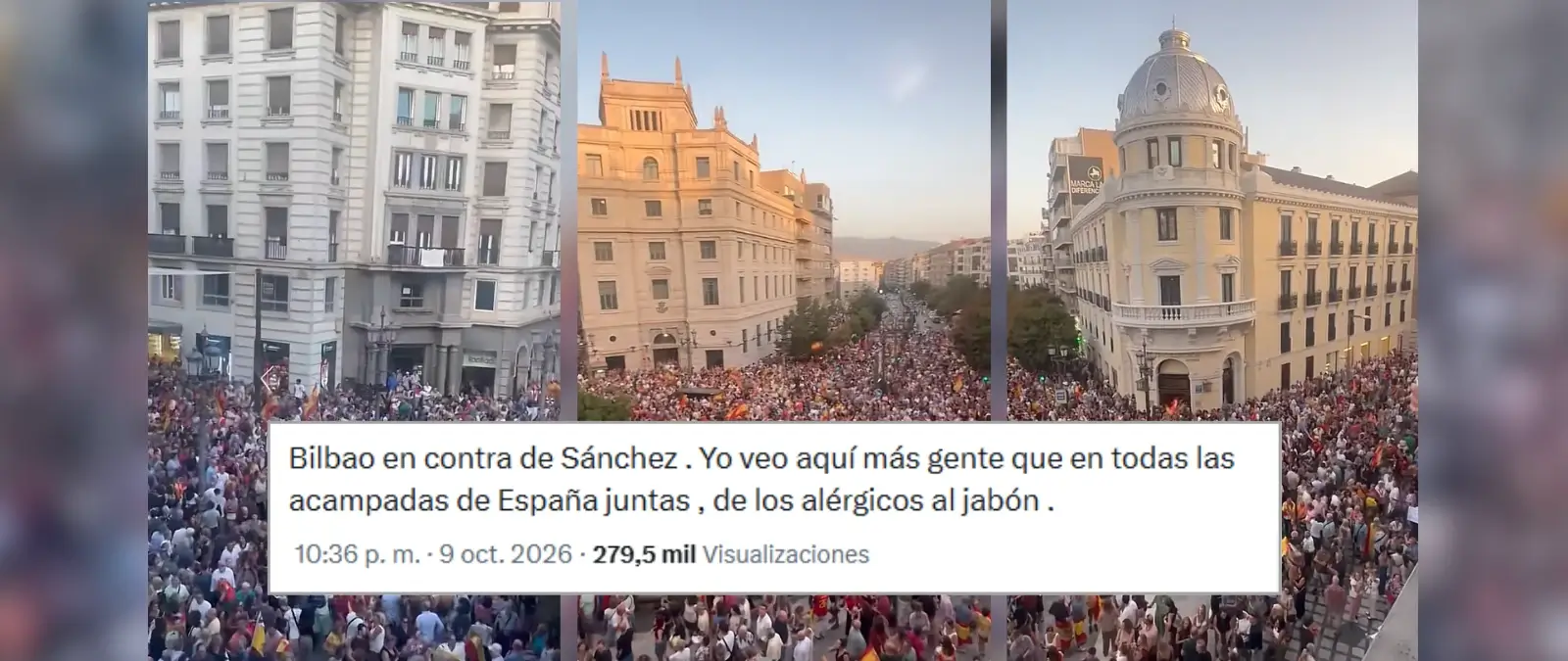 Este vídeo donde se escuchan cánticos contra Sánchez no se grabó en Bilbao: son imágenes del 2 de septiembre en Granada