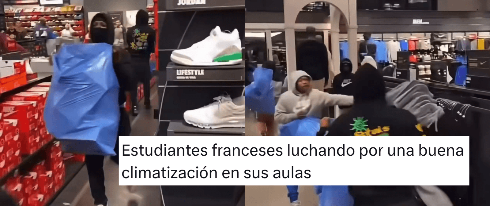 No, este vídeo no muestra a estudiantes franceses robando en una tienda Nike durante las protestas estudiantiles de 2026: se grabó en Los Ángeles en 2023
