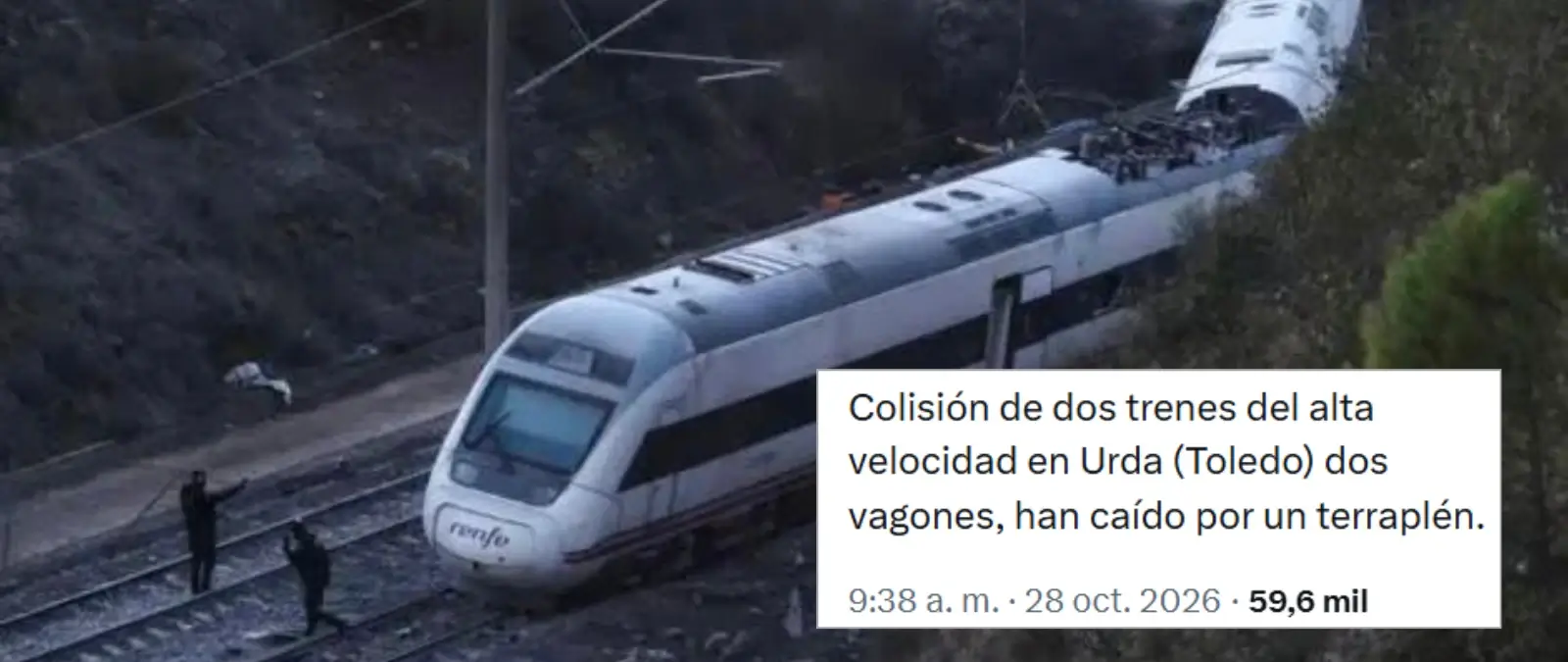 No, esta imagen no es de la colisión de dos tres en Toledo el 28 de octubre de 2026: es del accidente de Adamuz