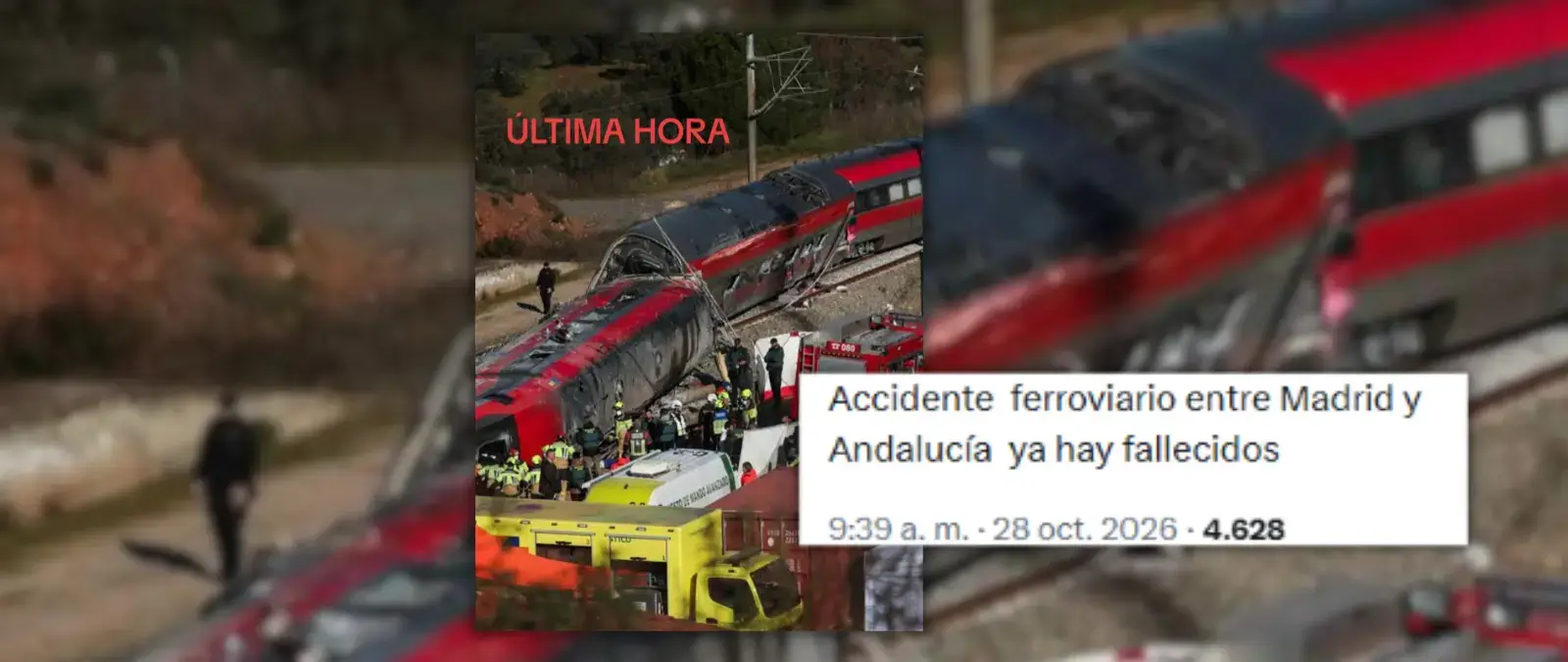No, esta foto no es del accidente de dos trenes a la altura de Urda el 28 de octubre de 2026: es del accidente de Adamuz del 18 de enero